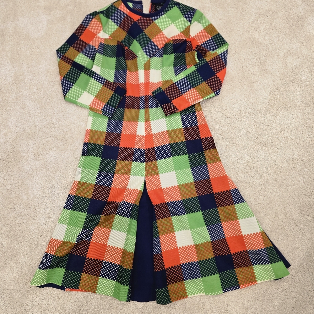 Vintage colorful Plaid Long Dress